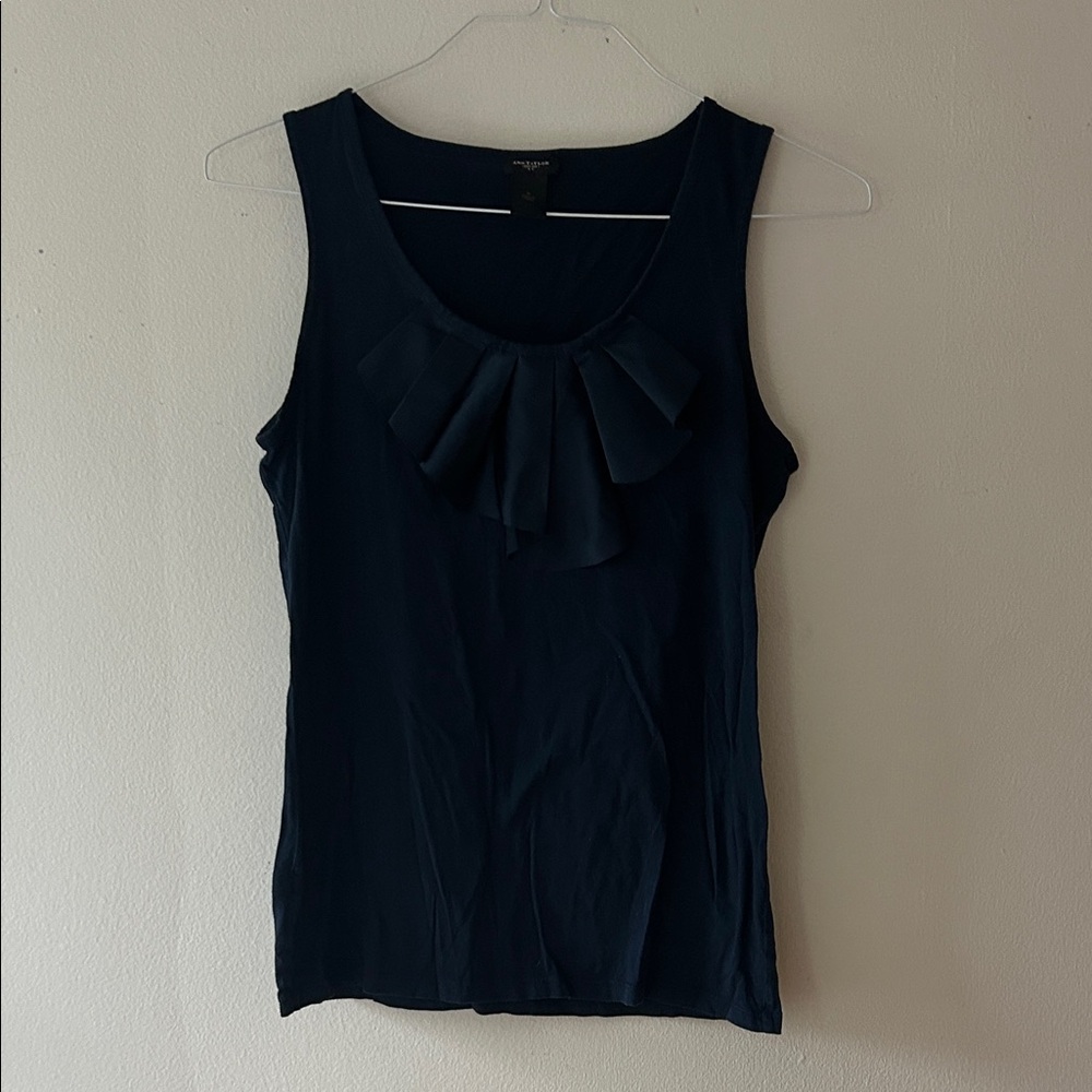 Ann Taylor Elegant Navy Blue Sleeveless Top. Size M.